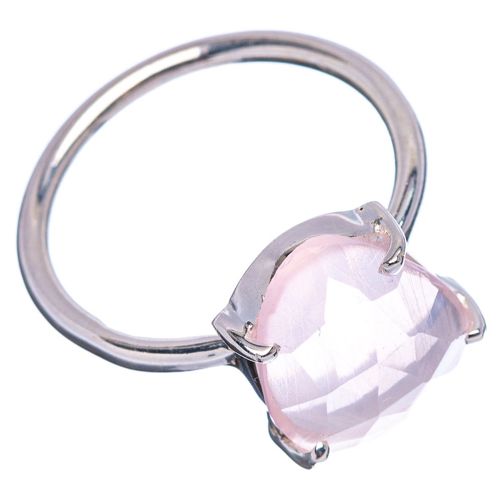 Faceted Rose Quartz Ring Size 6.5 (.925 Sterling Silver)