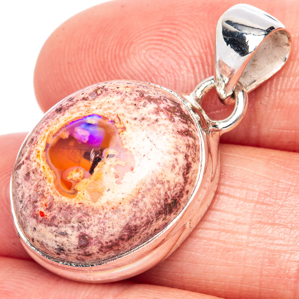 Mexican Fire Opal Pendant 1 1/4" (925 Sterling Silver) P41776