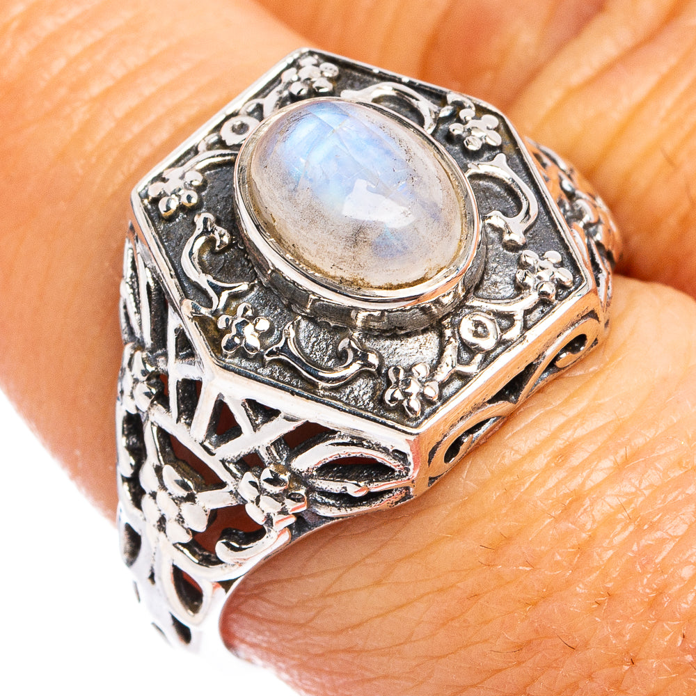 Rainbow Moonstone Ring Size 8.25 (.925 Sterling Silver)