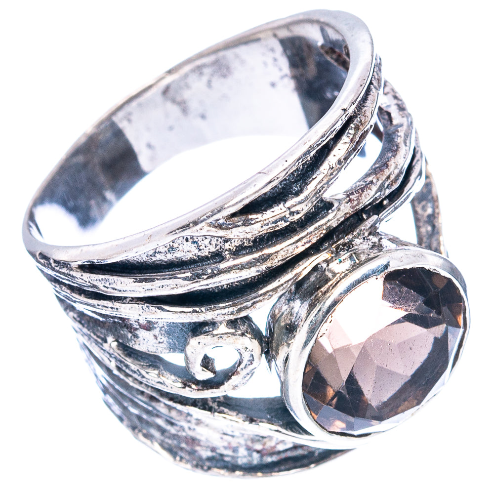 (Classic Series) Smoky Quartz Ring Size 7.5 (.925 Sterling Silver)