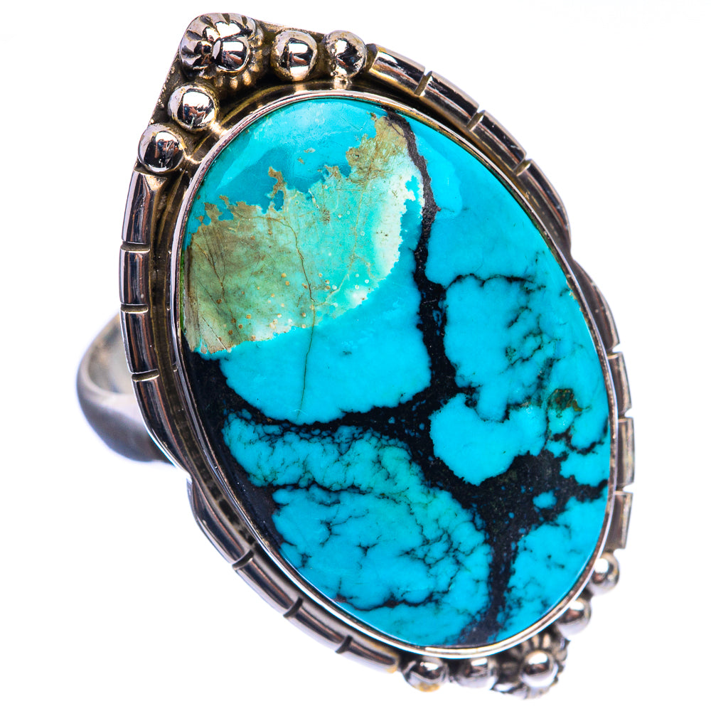 Large Tibetan Turquoise 925 Sterling Silver Ring Size 9.25