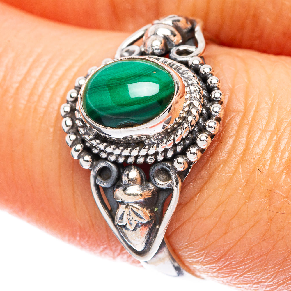 Malachite Dainty Ring Size 8 (925 Sterling Silver) R5102
