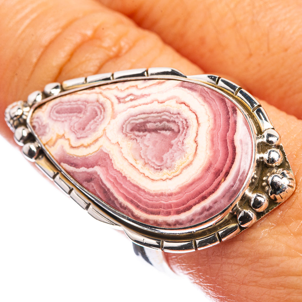 Large Rhodochrosite 925 Sterling Silver Ring Size 9.75