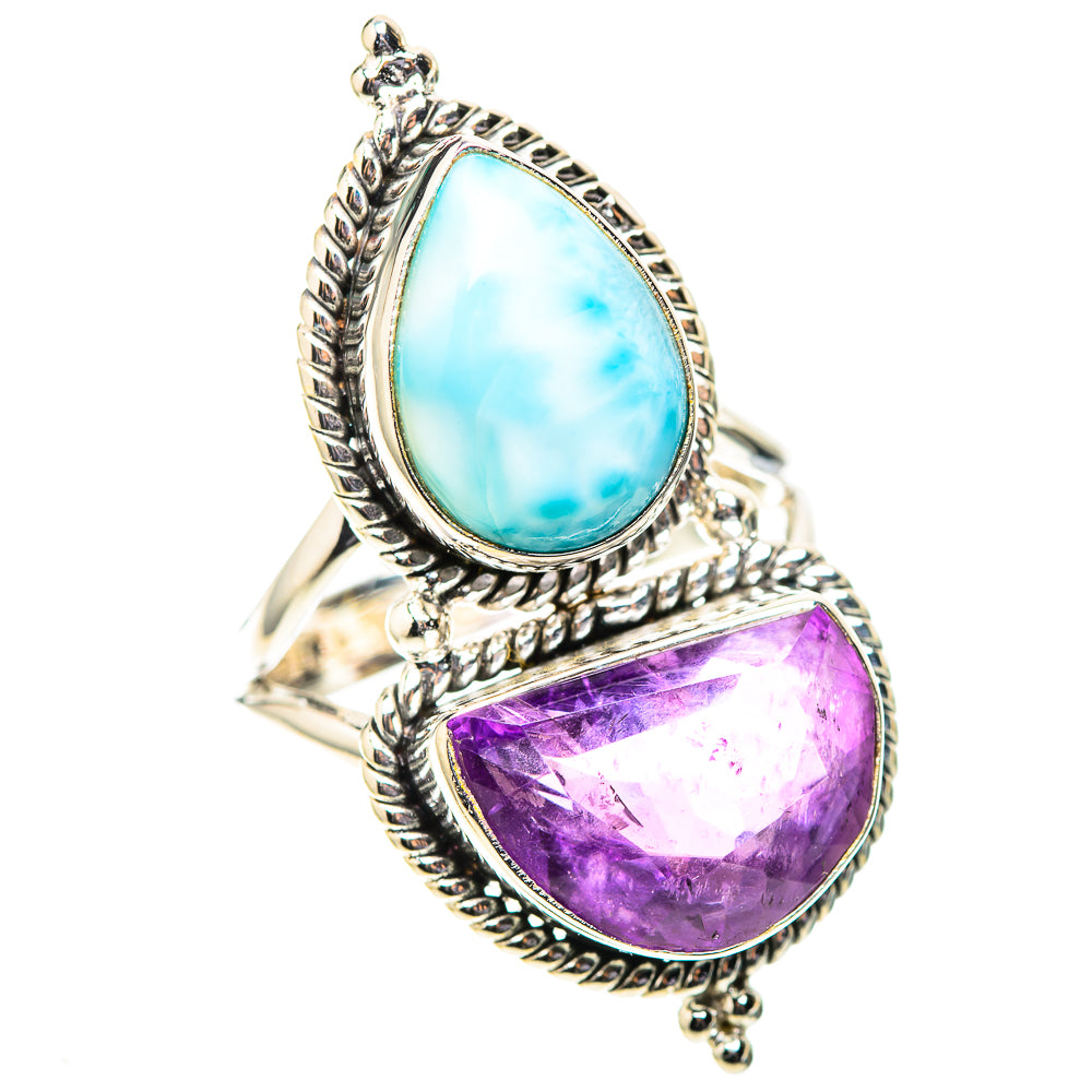 Large Amethyst, Larimar Ring Size 9 (925 Sterling Silver) RING138607