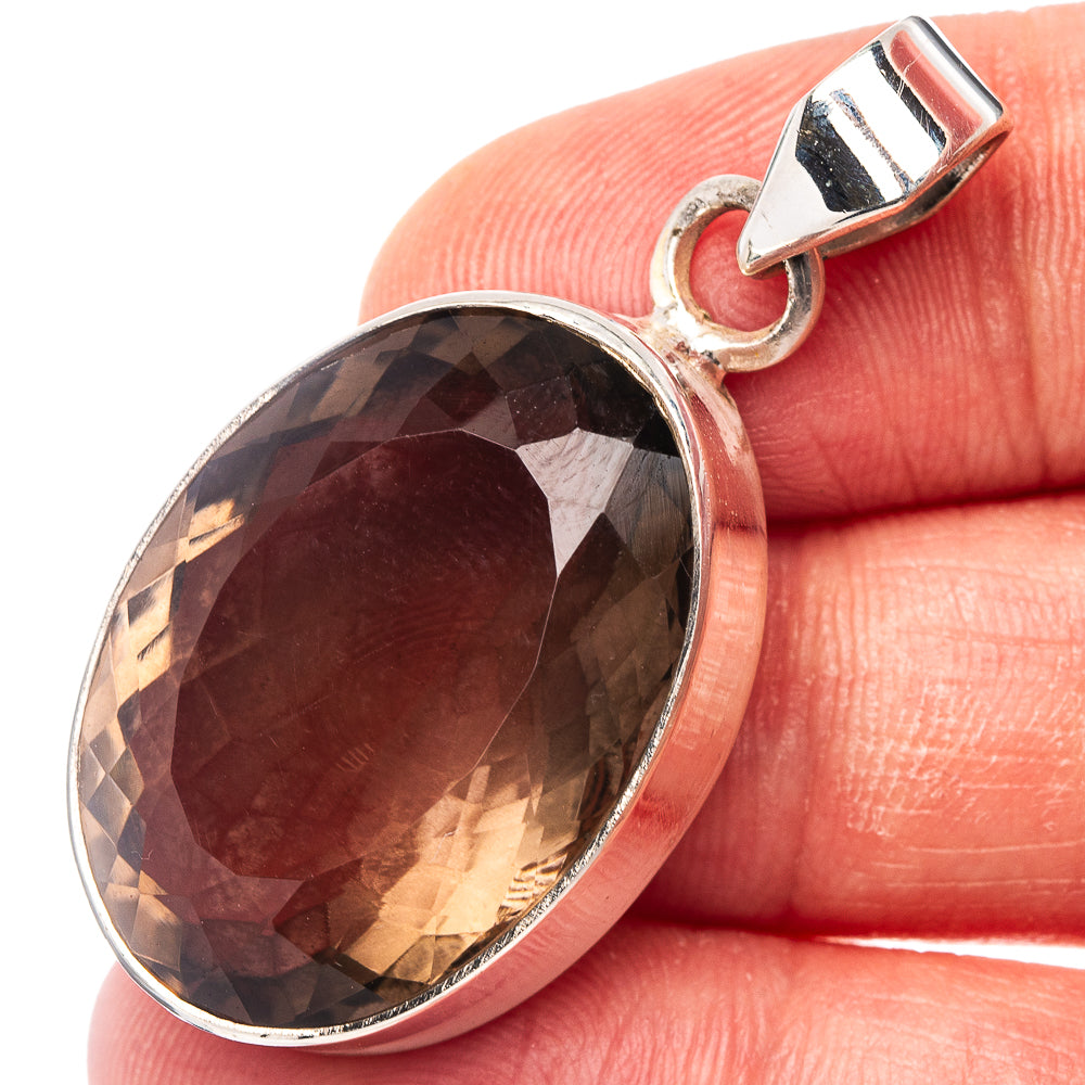 Premium Smoky Quartz Pendant 1 5/8" (.925 Sterling Silver)