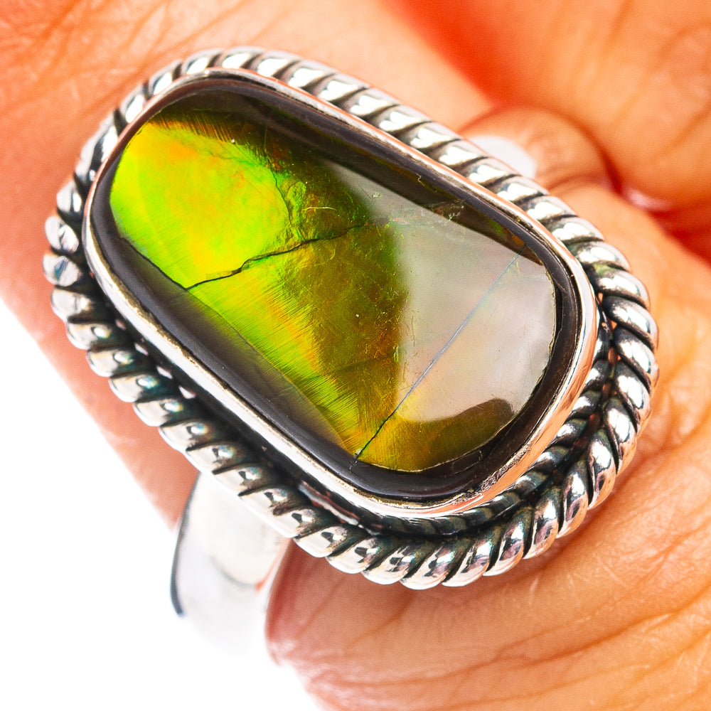 Premium Canadian Ammolite Ring Size 8 (.925 Sterling Silver)