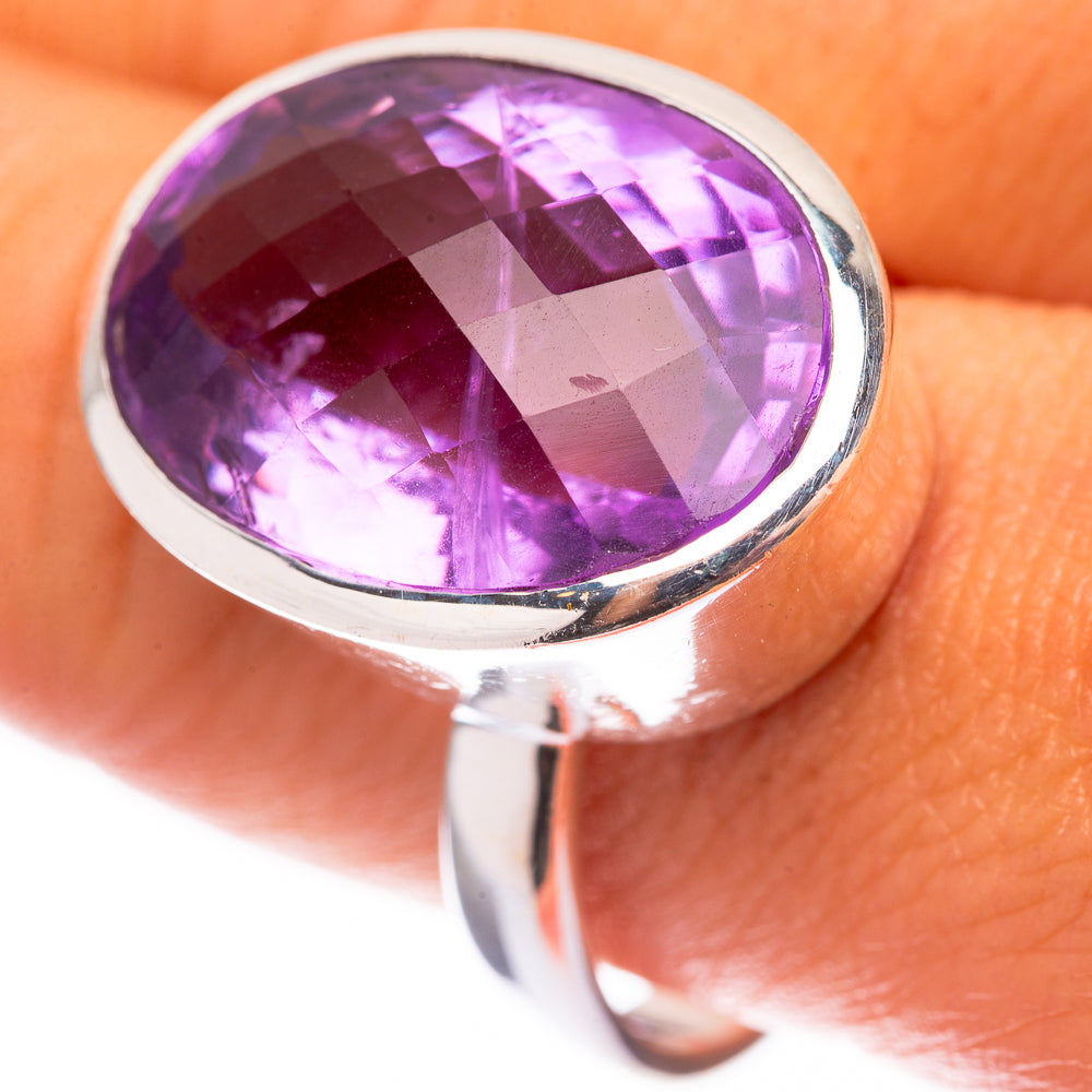 Large Faceted Amethyst 925 Sterling Silver Ring Size 10 (925 Sterling Silver) RING140432