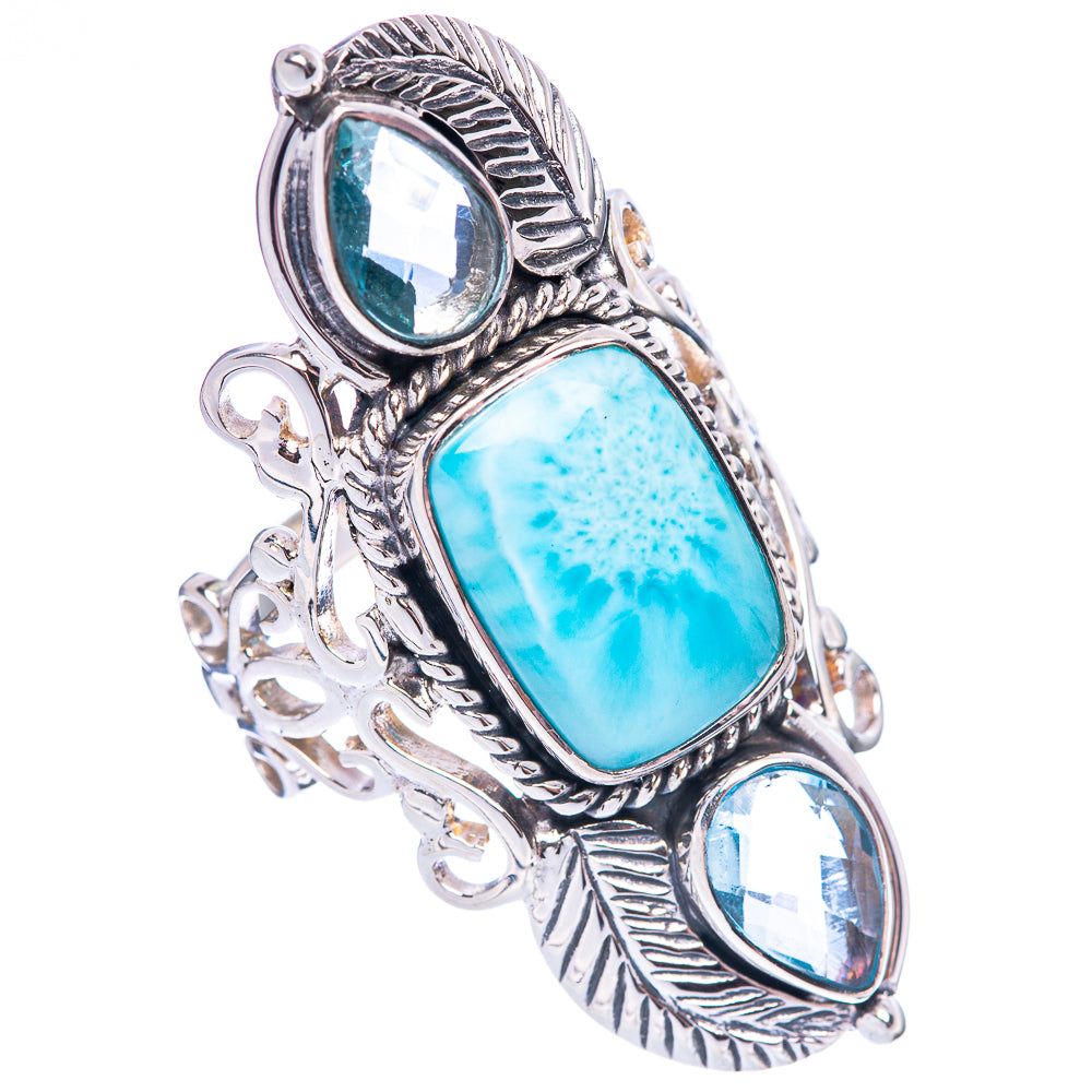Signature Larimar, Blue Topaz Ring Size 9 (925 Sterling Silver) R1806