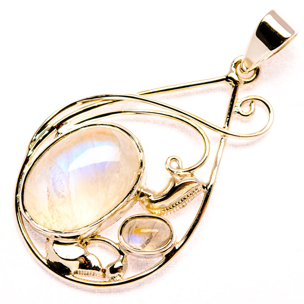 Premium Rainbow Moonstone 925 Sterling Silver Pendant 1 7/8" (925 Sterling Silver) PD37770
