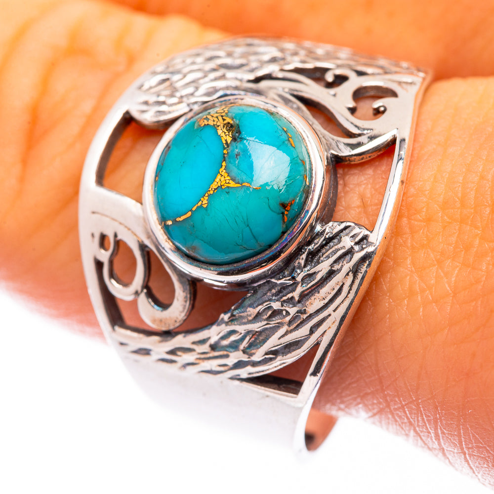 Blue Copper Composite Turquoise Ring Size 11 (925 Sterling Silver) R140877