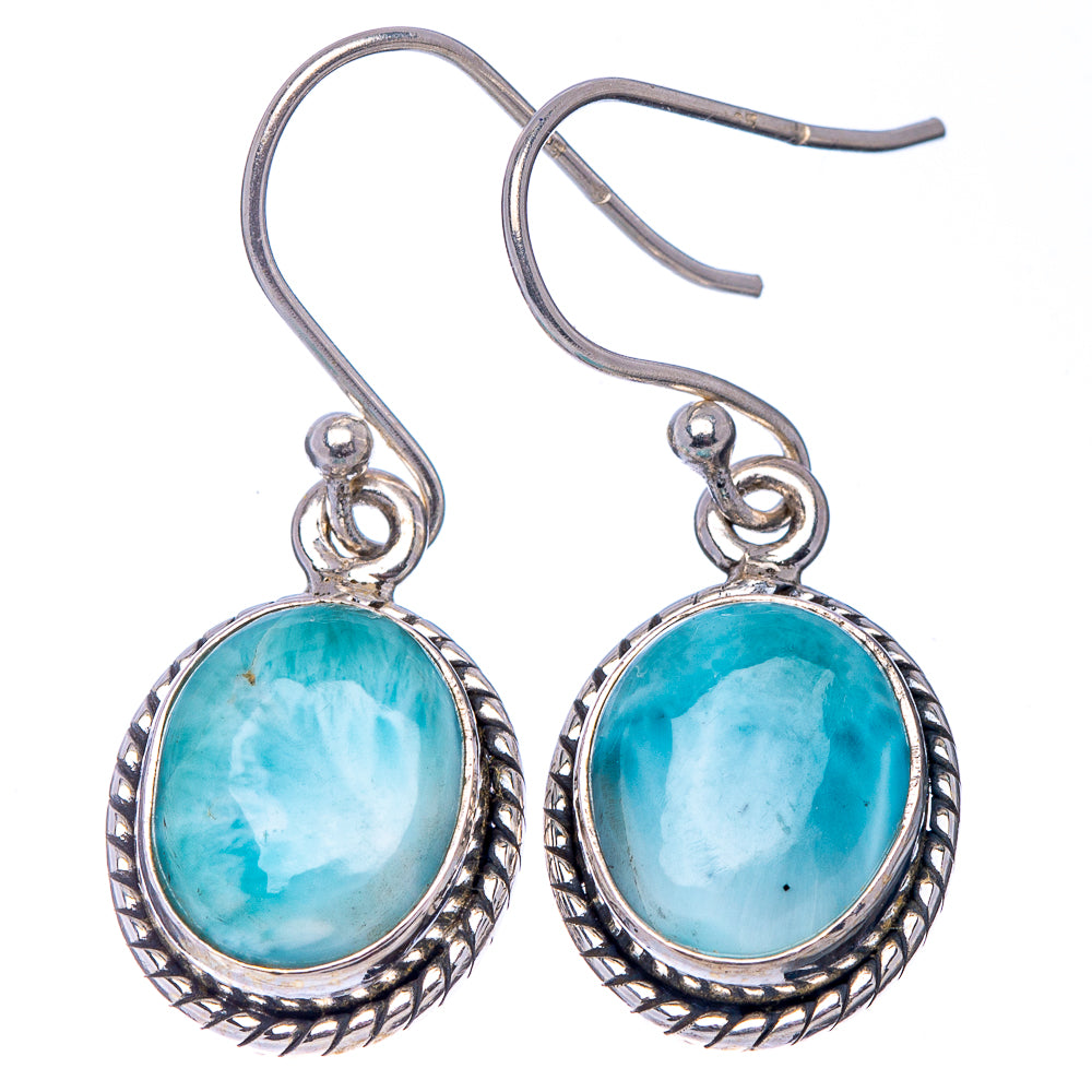 Rare Larimar Earrings 1 1/8" (.925 Sterling Silver)