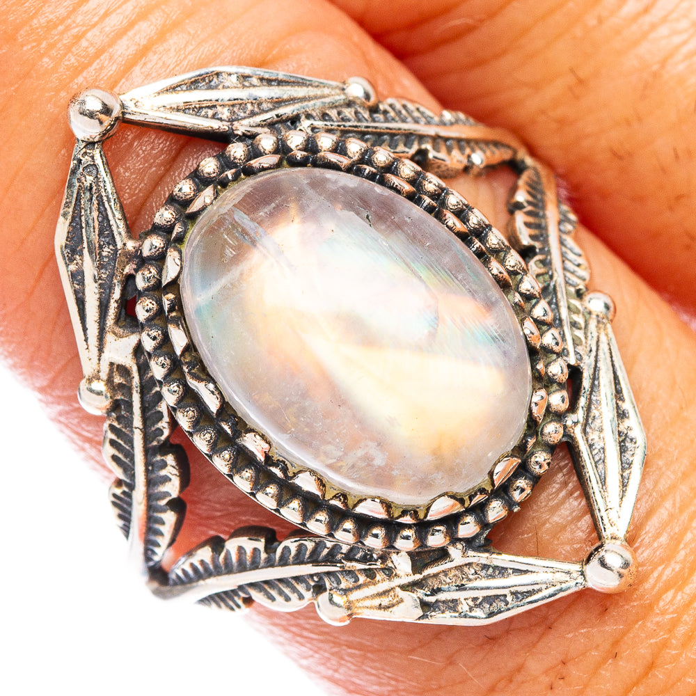 Rainbow Moonstone Ring Size 10 (925 Sterling Silver) R7355