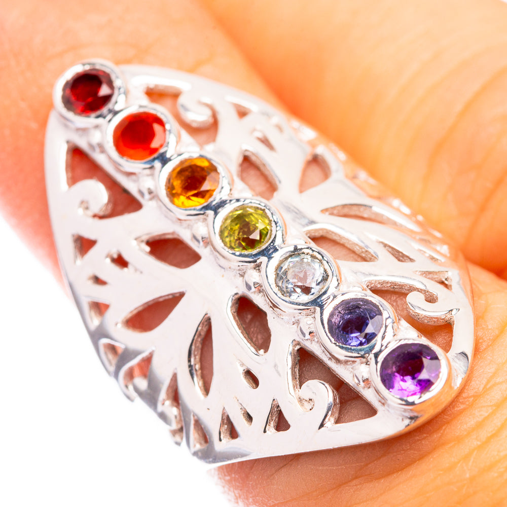 Rainbow Chakra Ring Size 5.75 (925 Sterling Silver) R141352