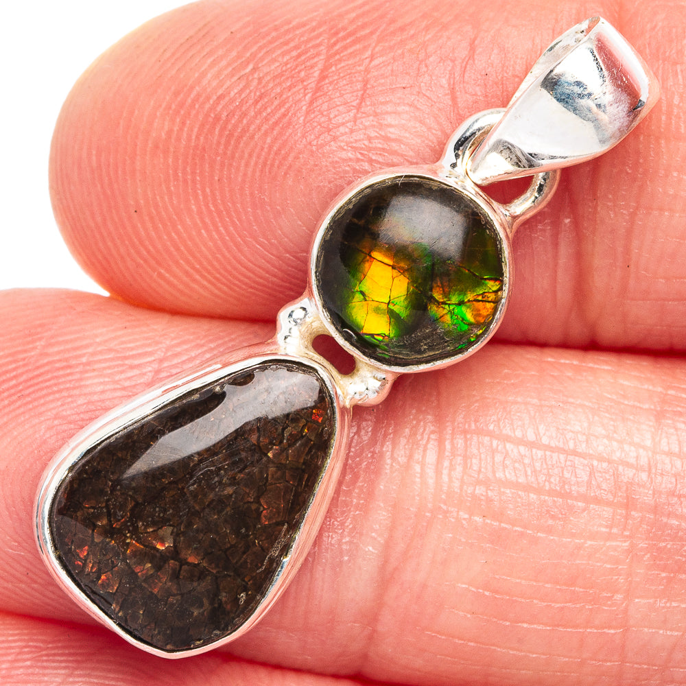 Rare Ammolite Pendant 1 3/8" (925 Sterling Silver) P44068