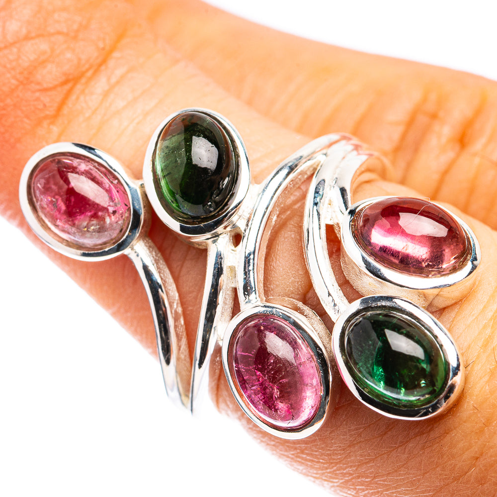 Pink Green Tourmaline Ring Size 6.5 (925 Sterling Silver) R142860