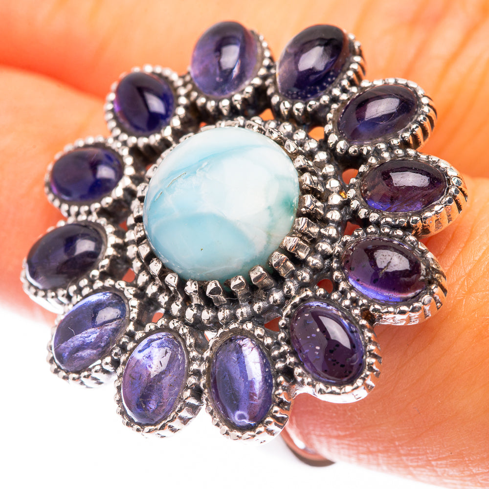 Large Larimar, Tanzanite Ring Size 8 (925 Sterling Silver) R141390