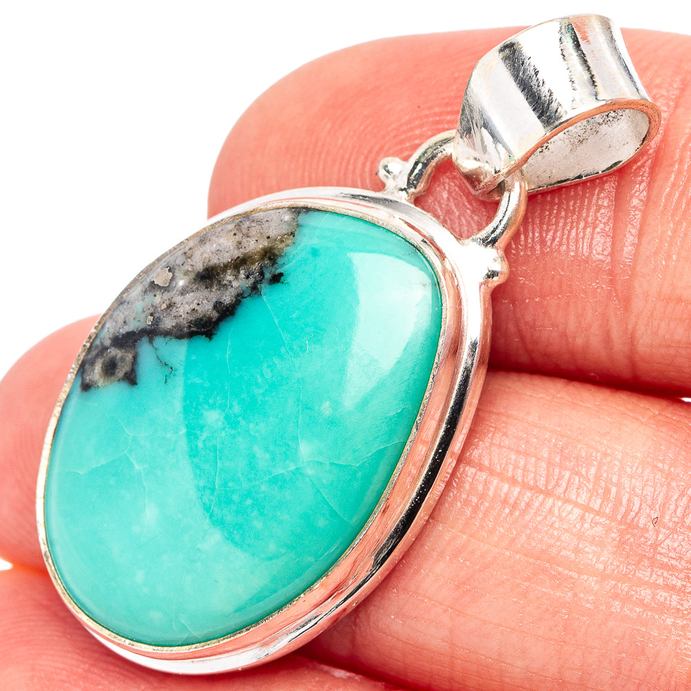 Campitos Turquoise Pendant 1 3/8" (.925 Sterling Silver)