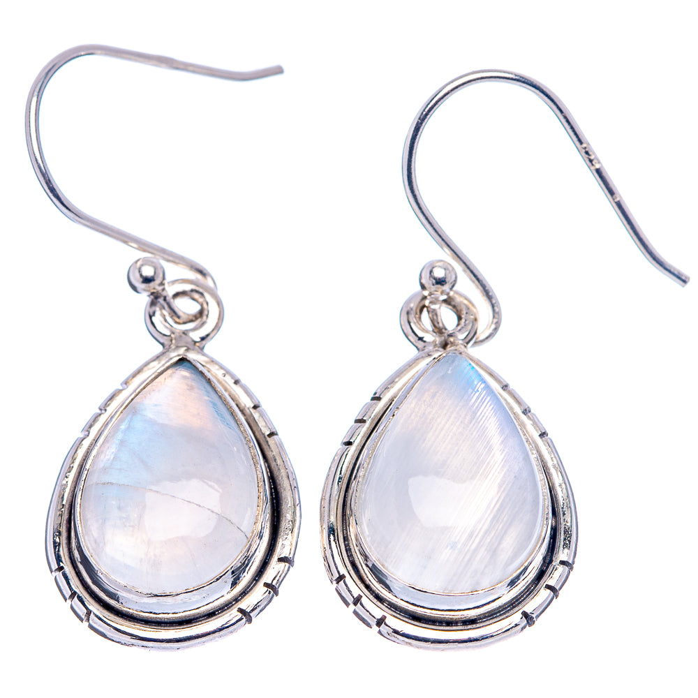 Rainbow Moonstone Earrings 1 1/4" (.925 Sterling Silver)