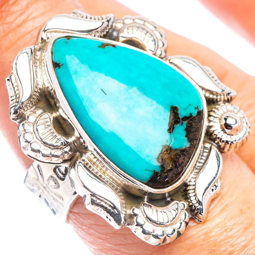 Exclusive Persian Turquoise Ring Size 7 Adjustable (.925 Sterling Silver)
