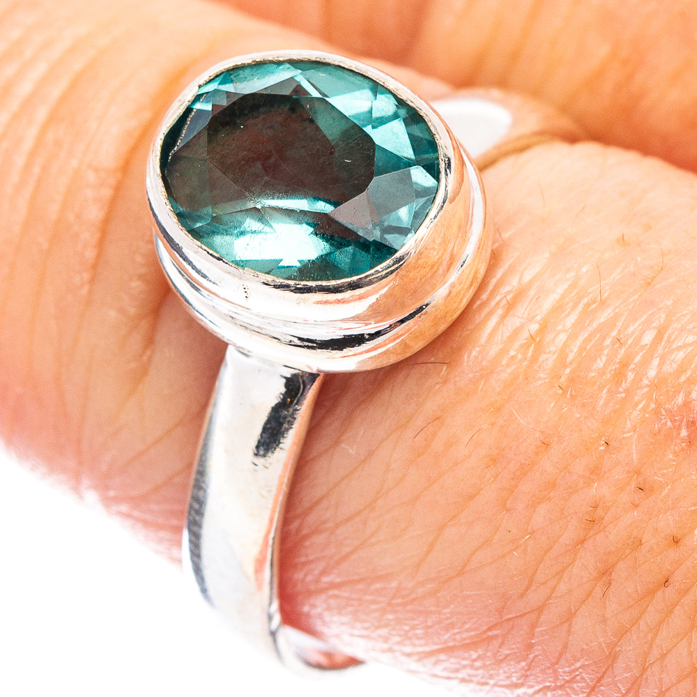 Faceted Green Fluorite Ring Size 9 (.925 Sterling Silver)