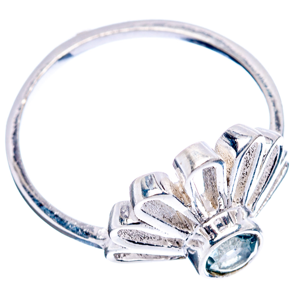 Blue Topaz Daisy Dainty Ring Size 6.5 (.925 Sterling Silver)