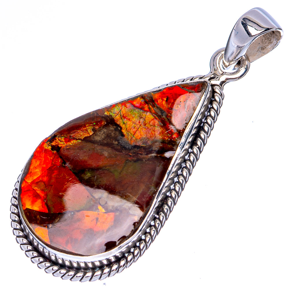 Rare Ammolite Pendant 1 3/4" (925 Sterling Silver) P41296
