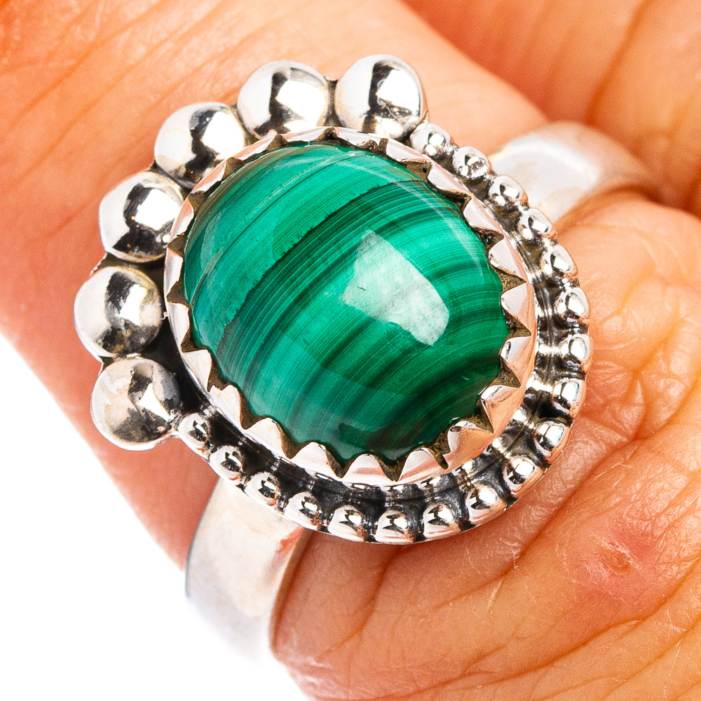 Malachite Ring Size 6.5 (.925 Sterling Silver)