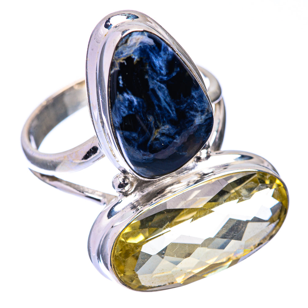 Large Lemon Quartz, Pietersite Ring Size 7.75 (925 Sterling Silver) R141177