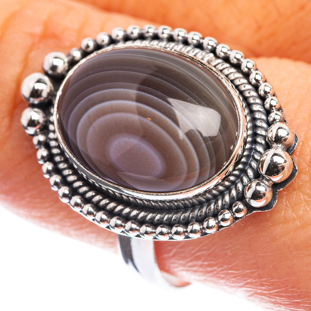 Botswana Agate 925 Sterling Silver Ring Size 9