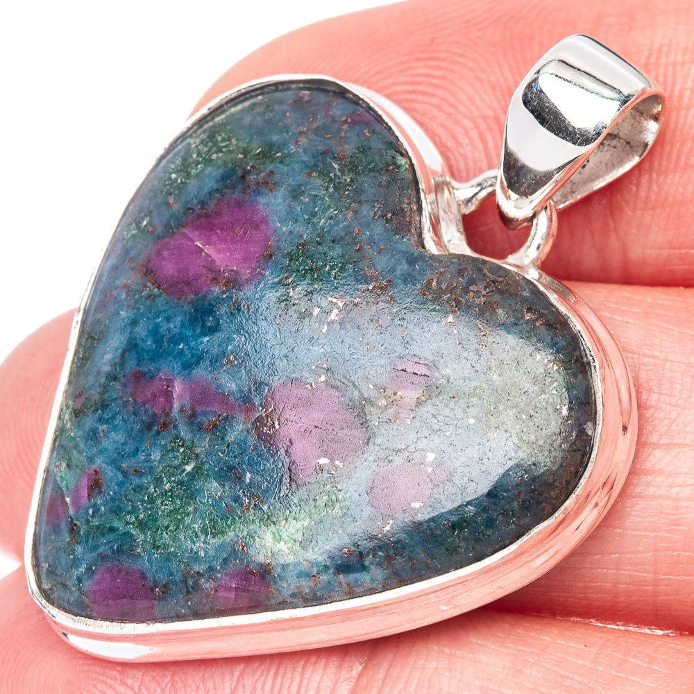 Ruby And Kyanite Heart Pendant 1 1/2" (925 Sterling Silver) P40925