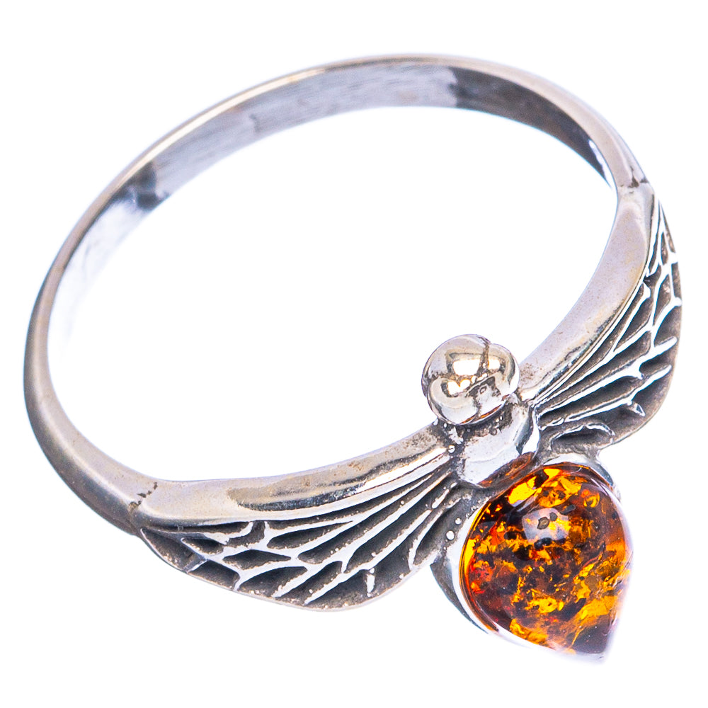 Baltic Amber Honey Bee Ring Size 7 (.925 Sterling Silver)