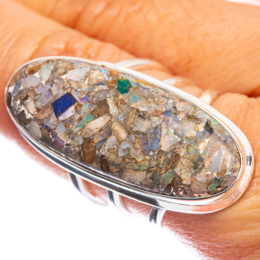Large Brecciated Ethiopian Opal 925 Sterling Silver Ring Size 8.75