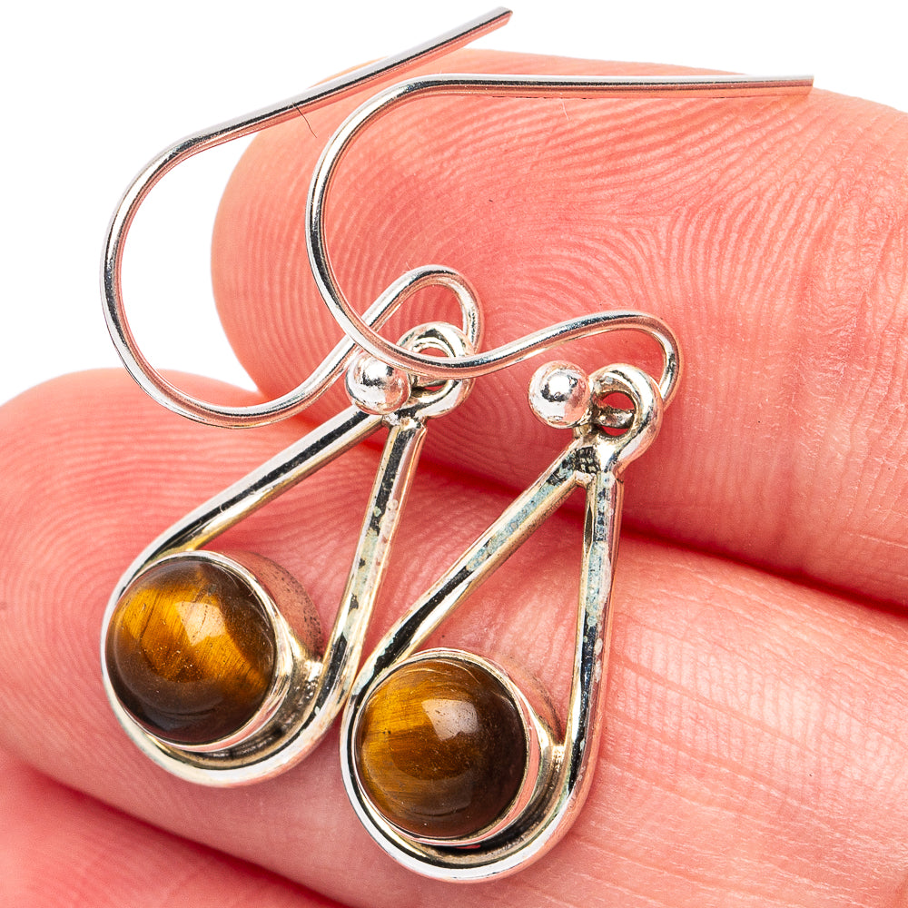 Tiger Eye Earrings 1 1/4" (925 Sterling Silver) E3024