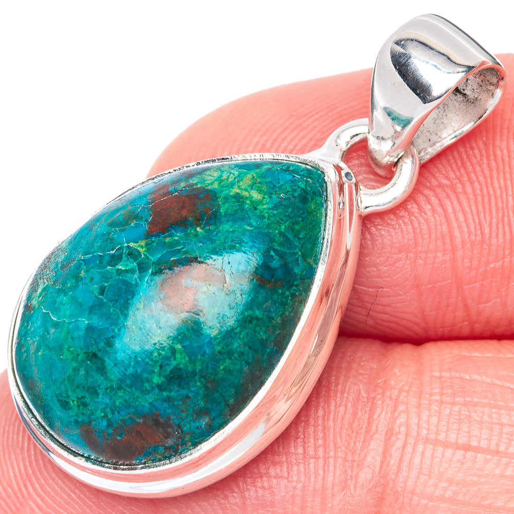 Shattuckite Chrysocolla Pendant 1 1/4" (925 Sterling Silver) P40875
