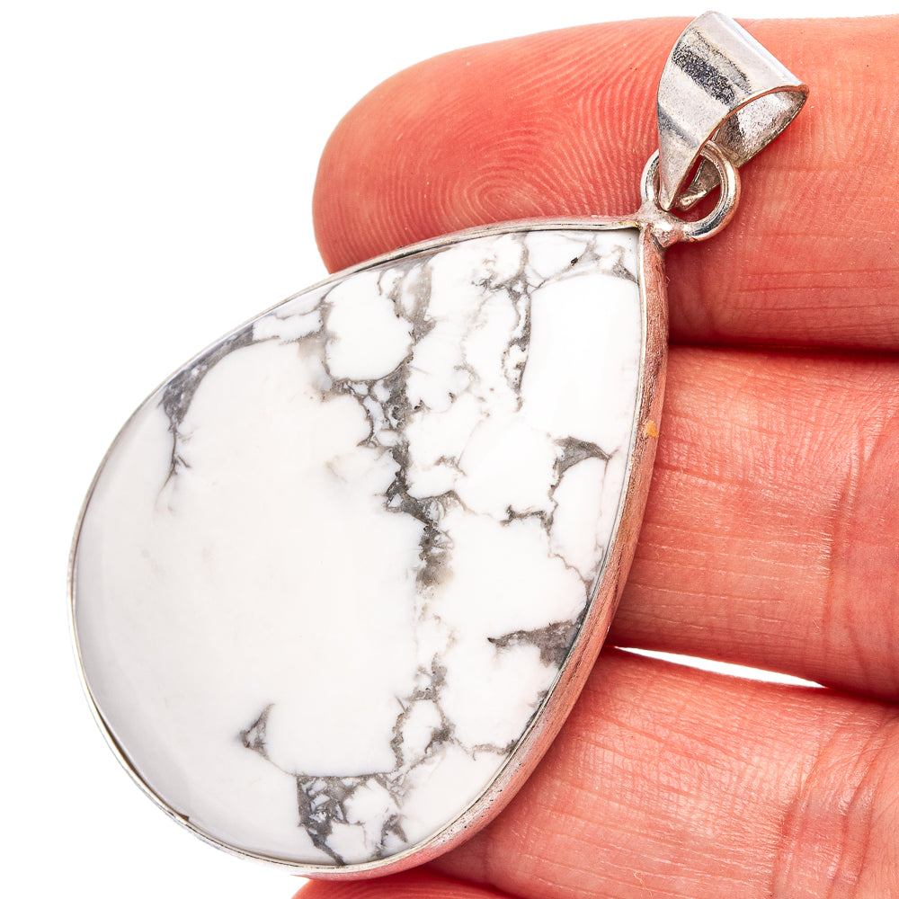 Howlite Pendant 2" (Silver Plated)