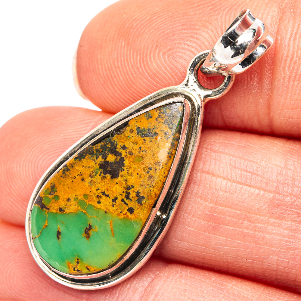 Royston Turquoise Pendant 1 3/8" (.925 Sterling Silver)