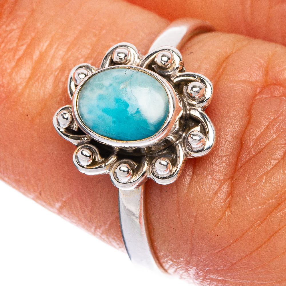 Larimar Dainty Ring Size 5.75 (925 Sterling Silver) R1146