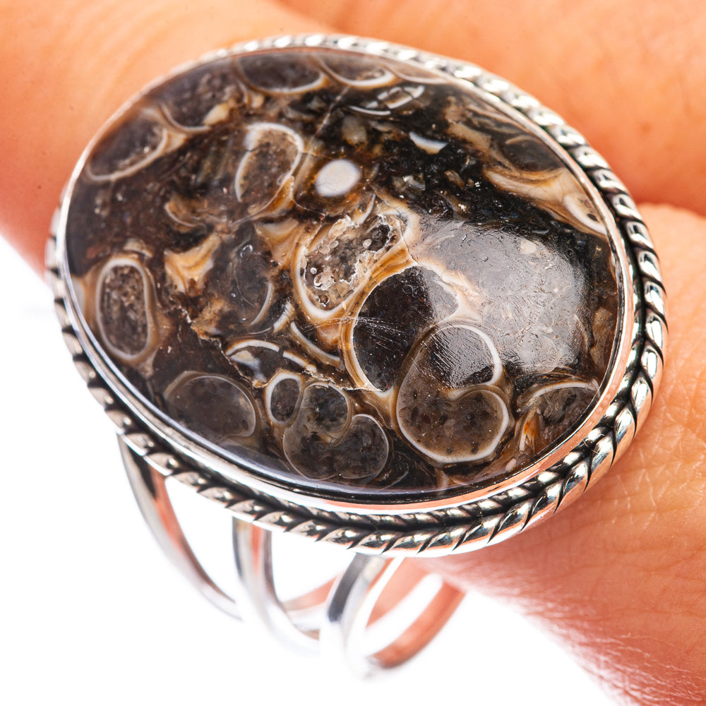 Huge Turritella Agate Ring Size 14.5 (925 Sterling Silver) RING143347