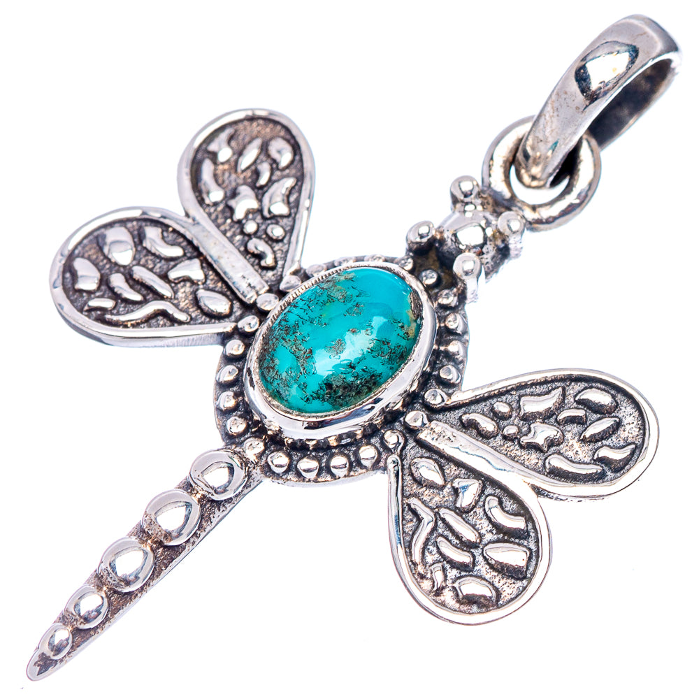 Chrysocolla Dragonfly Pendant 1 3/8" (.925 Sterling Silver)