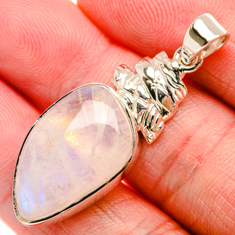 Premium Rainbow Moonstone 925 Sterling Silver Pendant 1 5/8" (925 Sterling Silver) PD37787