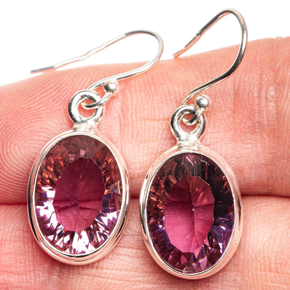 Faceted Color Change Alexandrite (Lab.) Earrings 1 1/4" (925 Sterling Silver) E432673