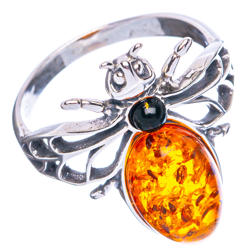 Baltic Amber Honey Bee Ring Size 6.75 (.925 Sterling Silver)