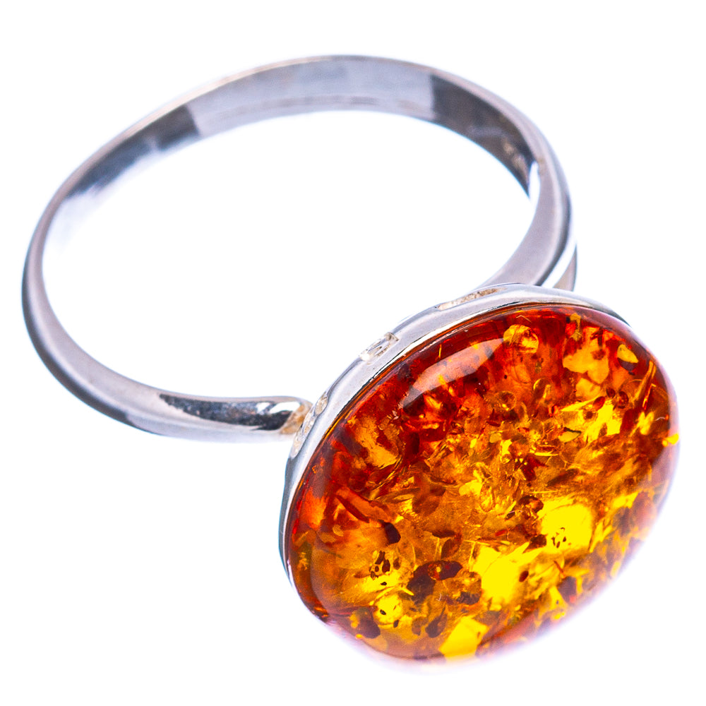 Baltic Amber Ring Size 8 Adjustable (.925 Sterling Silver)