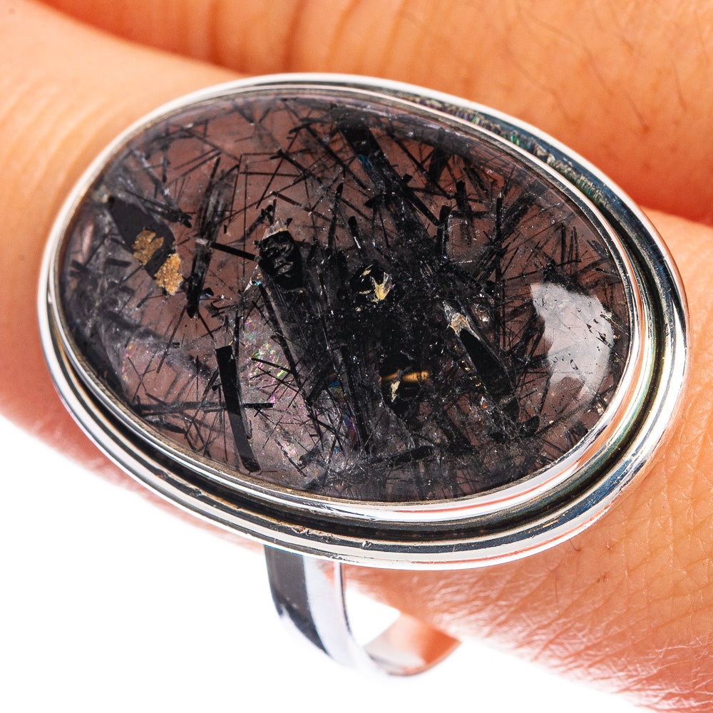 Large Tourmalinated Quartz Ring Size 12 (925 Sterling Silver) R144325