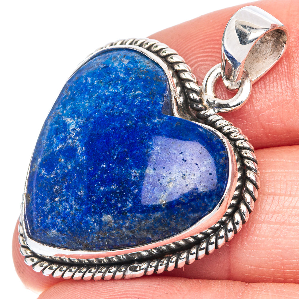 Lapis Lazuli Heart Pendant 1 3/8" (925 Sterling Silver) P41453