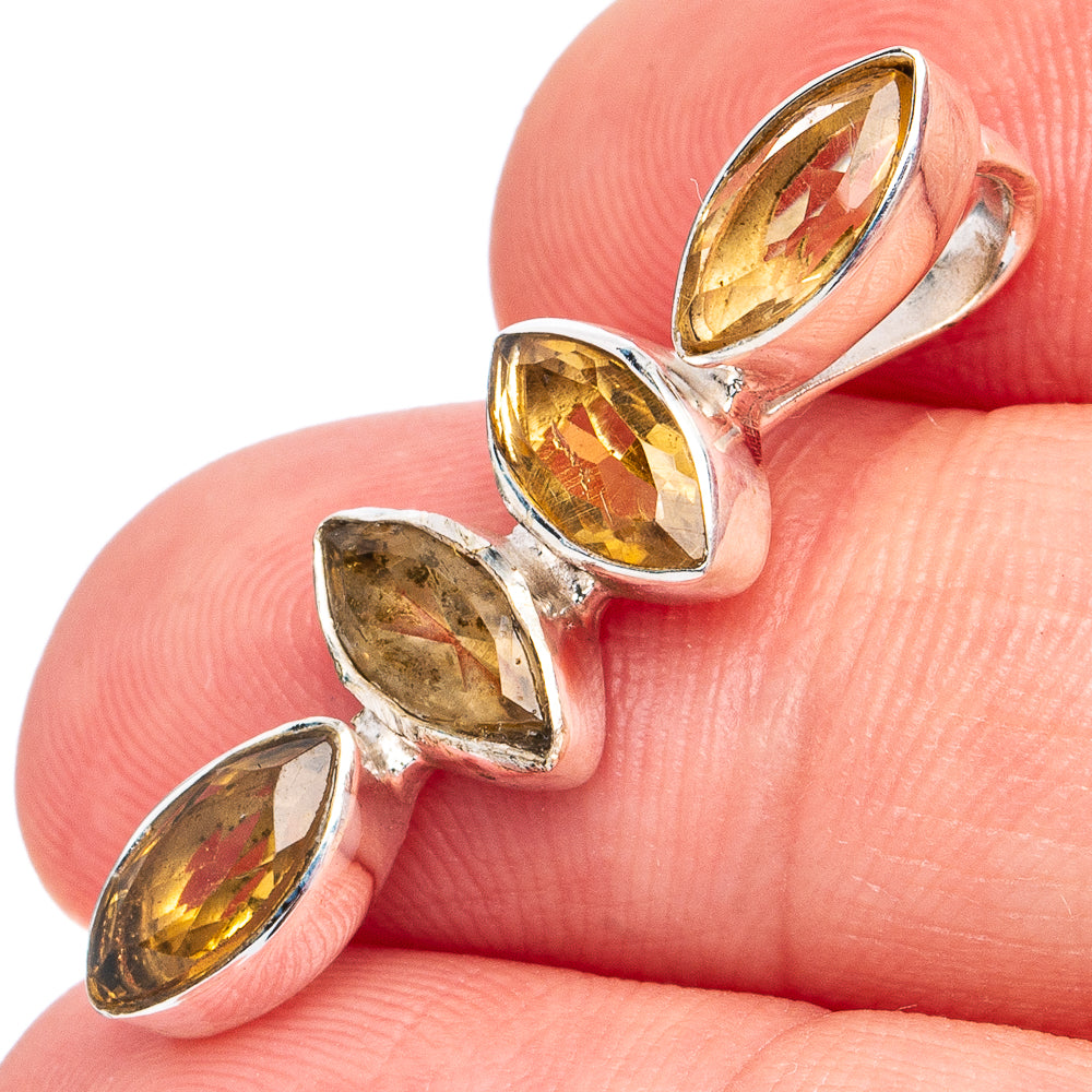 Dainty Citrine Pendant 1 1/8" (925 Sterling Silver) P45243