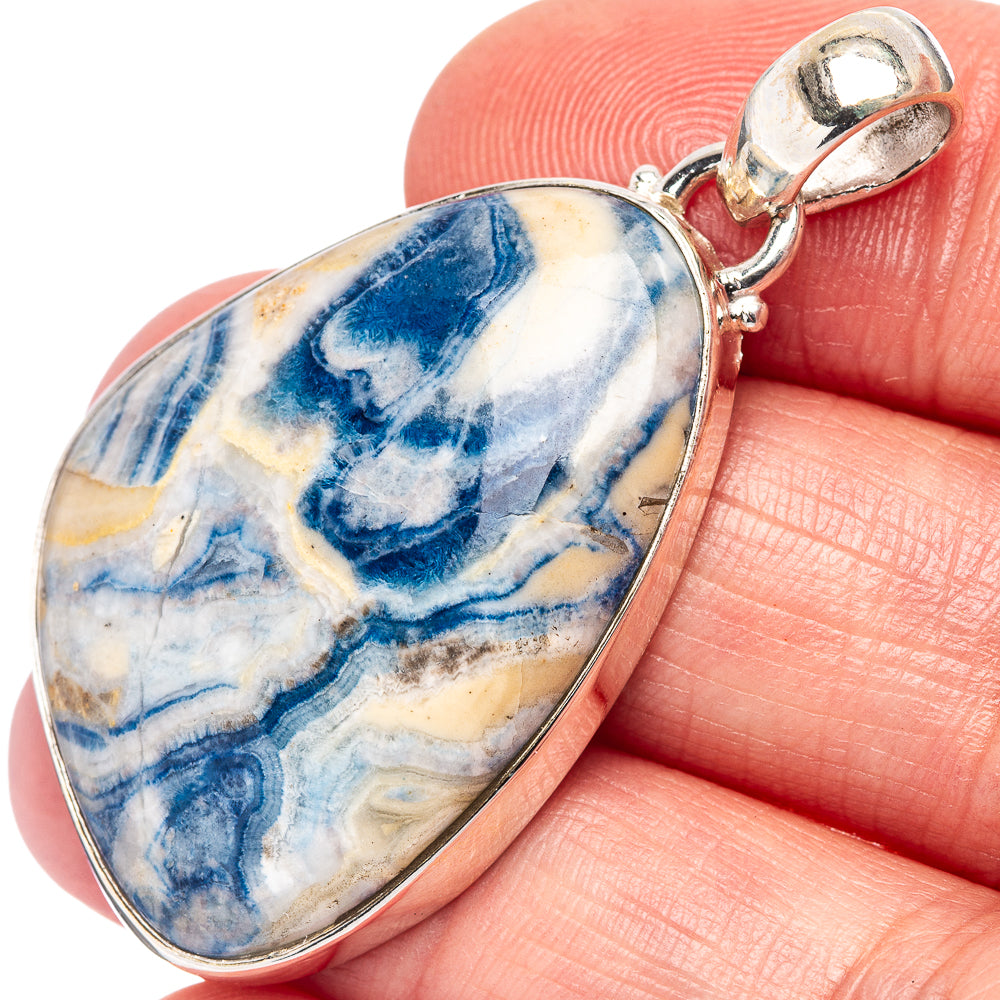 Blue Scheelite Pendant 1 3/4" (.925 Sterling Silver)