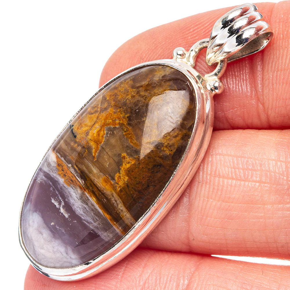 Plume Agate Pendant 1 5/8" (.925 Sterling Silver)