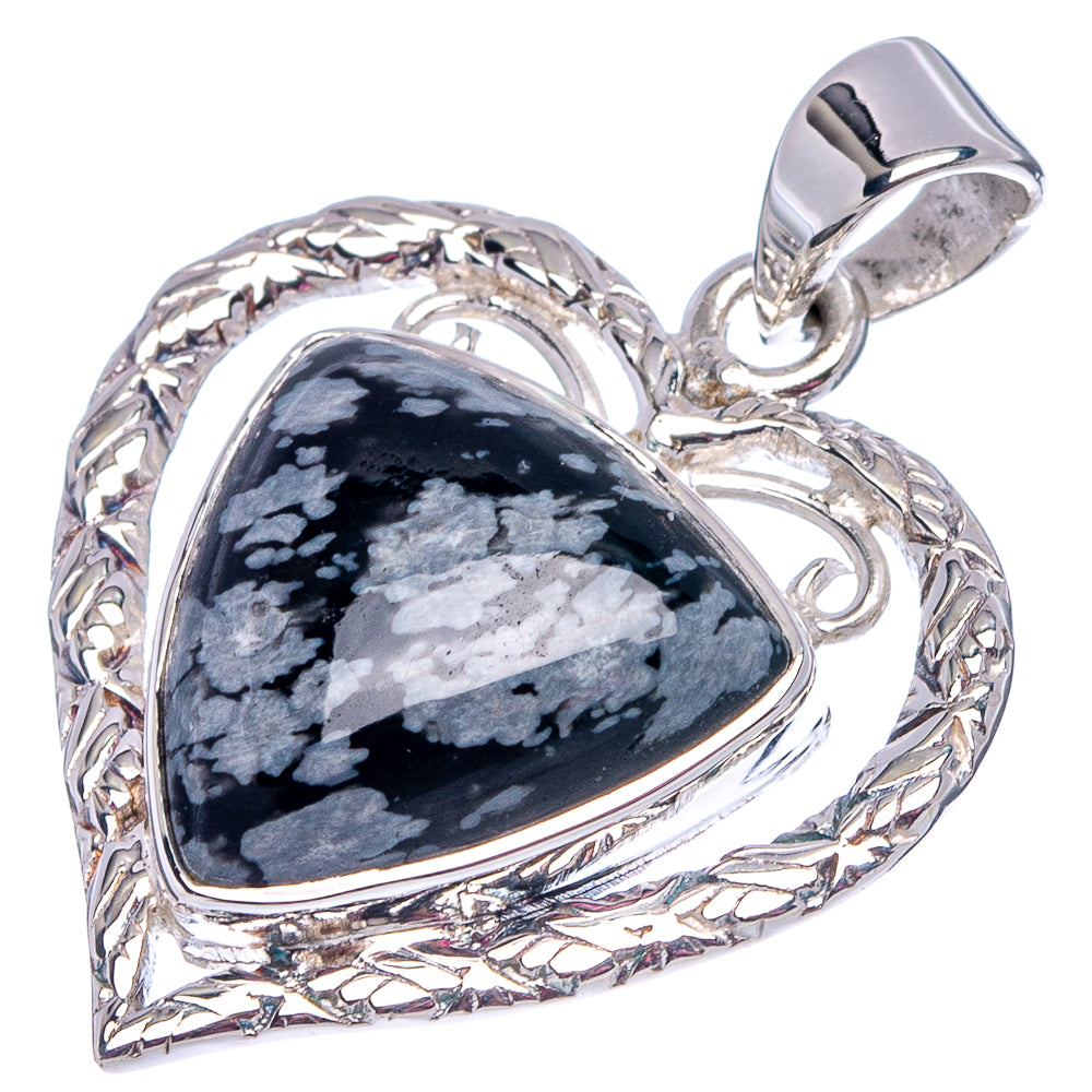 Premium Snowflake Obsidian Pendant 1 1/4" (.925 Sterling Silver)