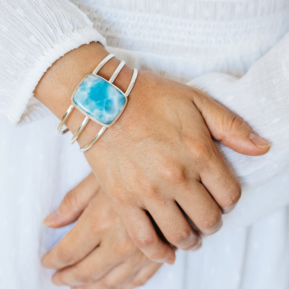 Larimar Cuff Bracelet (925 Sterling Silver) BR90283